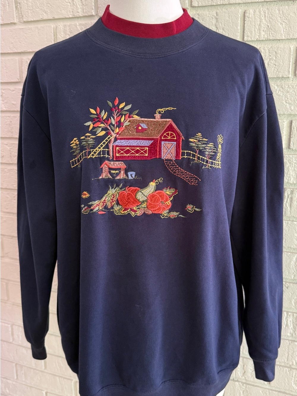 Vintage 90s Bobbie Brooks Embroidered Fall Harvest Sweatshirt Medium